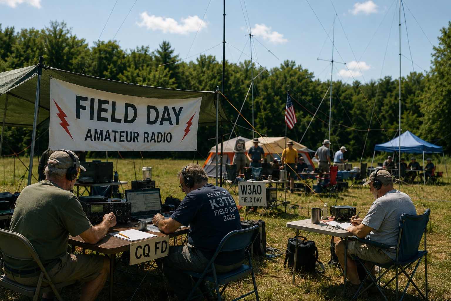 Amateur radio field day with portable antennas